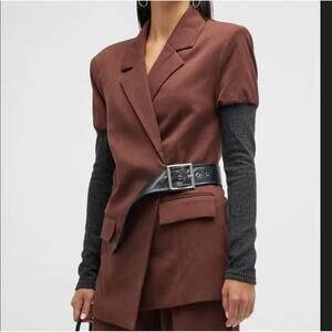 WEWOREWHAT brown gray ribbed long sleeve blazer dress sz XS